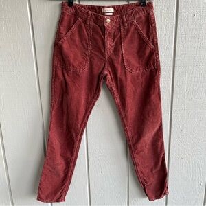 BA&SH Corduroy Maroon Pants Sally Boyfriend Tapered Leg Size 26